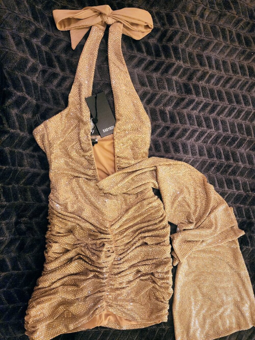 Babyboo Fashion Rosetta Mini Dress Gold Sparkle Size XS NWT